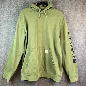 Carhartt Olive Green Men's Loose Fit Logo Sleeve Hoodie Size Large